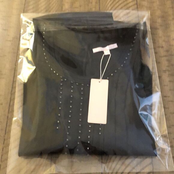 NWT Rebecca Taylor Silk Blouse with beaded Detail in Classic Black. - Picture 16 of 17